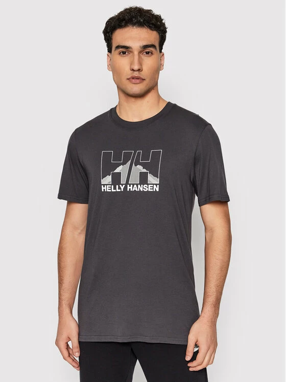 Νέος 🔔 Helly Hansen Άνδρες T-shirts T-Shirt Nord Graphic 62978 Γκρι Regular Fit 🤩