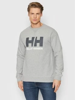 Η καλύτερη συμφωνία 😀 Helly Hansen Άνδρες Μπλούζες Χωρίς Φερμουάρ Μπλούζα Hh Logo Crew 34000 Γκρι Regular Fit ❤️